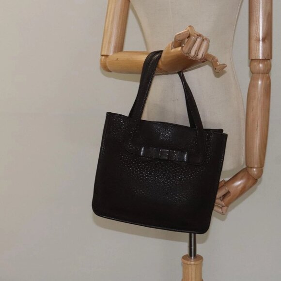 PRADA Hand Bag Leather Brown Silver Auth - Picture 1 of 16